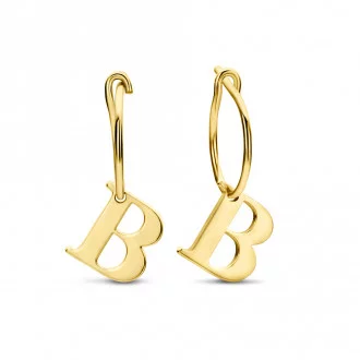 Gouden initiaal oorbellen