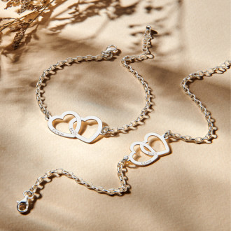 Zilveren moeder dochter armband 2