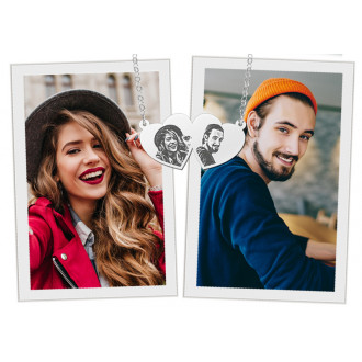 Deze dubbele harthanger kan worden gepersonaliseerd met twee foto's 2