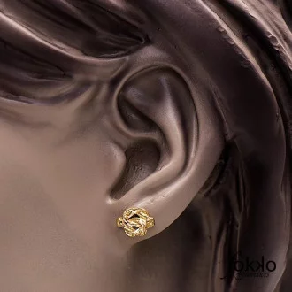 18K gouden mattenklopper oorbellen | Gouden mattenklopper oorbellen 2