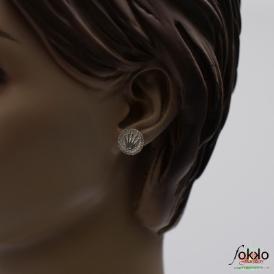 Rolex style oorbellen zirkonia - 2